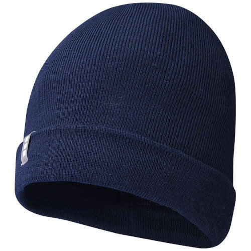 Blaue Hale Polylana® Strickmütze, nachhaltig, individuell bedruckbar, idealer Werbeartikel von Signalshop.de.