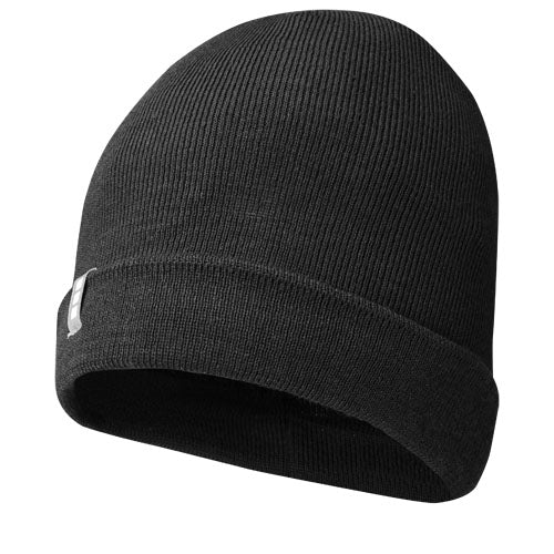 Schwarze Hale Polylana® Strickmütze aus nachhaltigem Material, individuell mit Logo von Signalshop.de gestaltbar.
