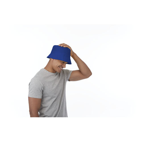 Blauer Solaris Sonnenhut aus Stoff, individuell mit Logo gestaltbar, ideal für Sommer, erhältlich bei Signalshop.de, Werbeartikel, Werbegeschenke, Werbemittel, Giveaway.