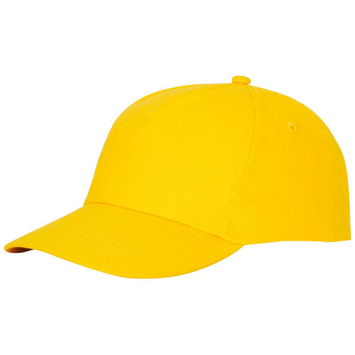 Gelbe Feniks 5-Panel-Kappe, individuell bedruckbar mit Logo, erhältlich bei Signalshop.de als Werbeartikel.