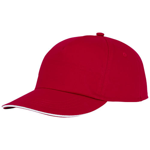 Rote Styx-Kappe mit Sandwichschirm, individualisierbar mit Logo, erhältlich bei Signalshop.de, ideal als Werbeartikel.