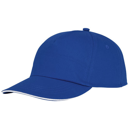 Blaue Styx-Kappe mit Sandwichschirm, 5 Segmenten, individuell bedruckbar, Werbeartikel bei Signalshop.de.