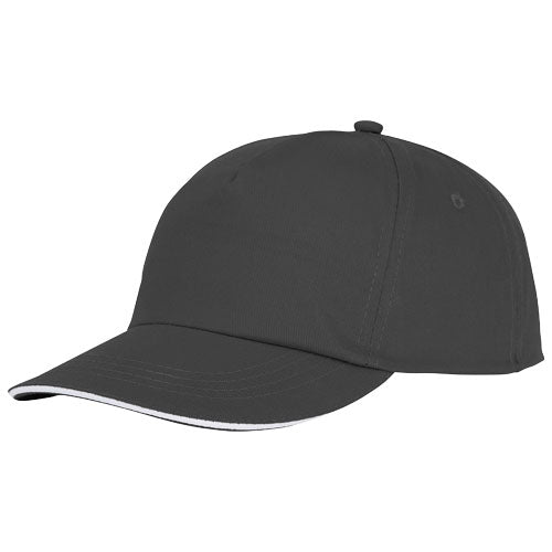 Schwarze Styx-Kappe mit 5 Segmenten und Sandwichschirm, individuell bedruckbar, erhältlich bei Signalshop.de. Werbeartikel, Werbegeschenke, Werbemittel, Giveaway.