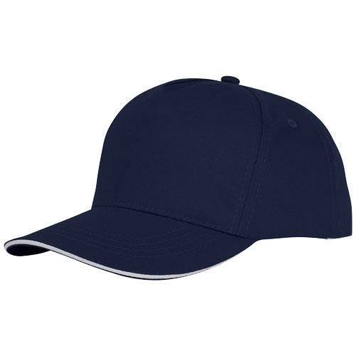 Marineblaue Ceto Kappe mit 5 Segmenten und Sandwichschirm, individuell bedruckbar, von Signalshop.de; Werbeartikel, Werbegeschenke.