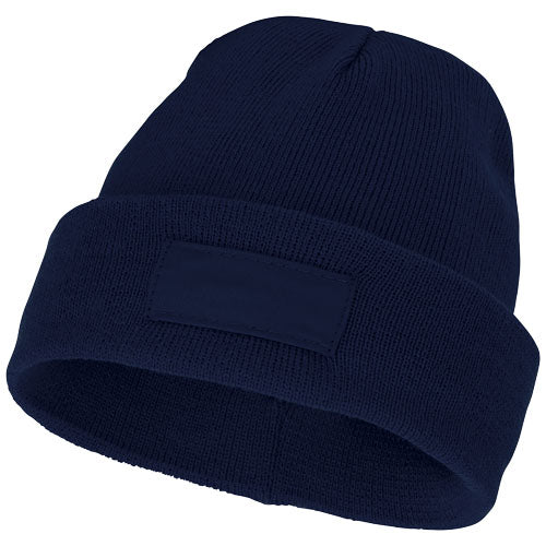 Boreas Mütze in Dunkelblau mit Aufnäher, individuell gestaltbar, erhältlich bei Signalshop.de als Werbeartikel.