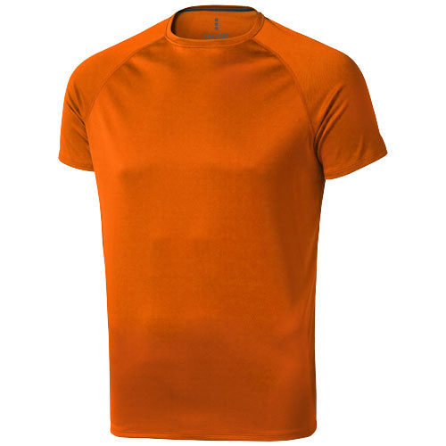 Orange Cool-fit T-Shirt für Herren, saugfähig, individuell mit Logo bedruckbar, Signalshop.de Werbeartikel.