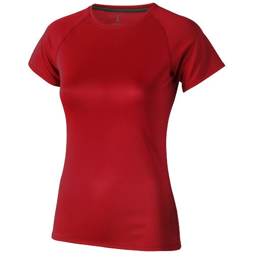 Rotes Cool-fit T-Shirt für Damen von Signalshop.de, individuell bedruckbar, ideal als Werbeartikel oder Giveaway.