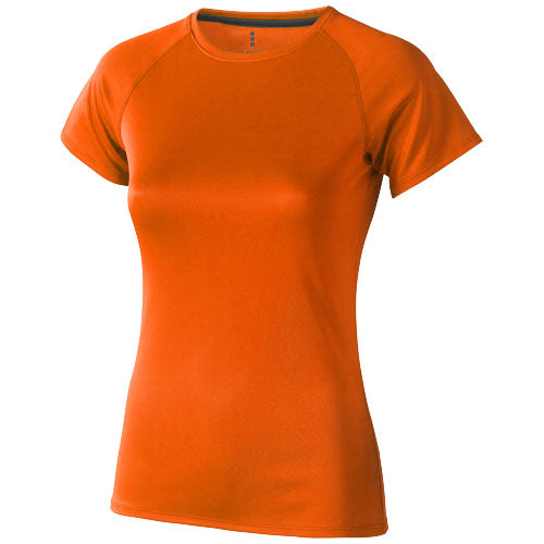 Orange Damen Cool-fit T-Shirt von Signalshop.de, saugfähig und individuell bedruckbar, ideal als Werbeartikel.