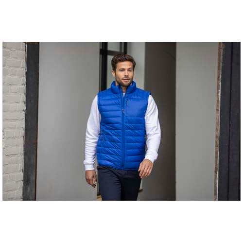 Pallas recycelter wattierter Bodywarmer in Blau für Herren, individuell mit Logo bedruckbar, Signalshop.de Werbeartikel.