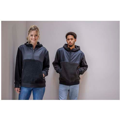 Evans Sherpa Fleecepullover Unisex, schwarz, recycelt, individuell mit Logo bedruckbar bei Signalshop.de, Werbeartikel, Giveaways.