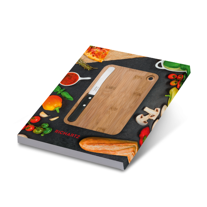 FRÜHSTÜCK cut and eat black – Messer- & Schneidebrett-Set mit Gravur