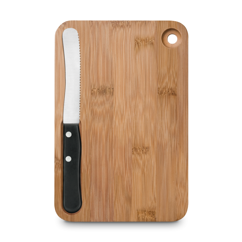 FRÜHSTÜCK cut and eat black – Messer- & Schneidebrett-Set mit Gravur