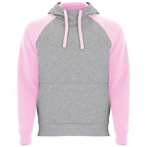 Zweifarbiger Kinder Kapuzenpullover in Grau und Rosa von Signalshop.de, individuell bedruckbar, ideal als Werbeartikel.