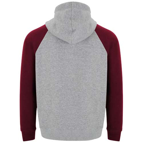 Zweifarbiger Kinder-Kapuzenpullover in Grau und Weinrot von Roly, individuell bedruckbar bei Signalshop.de, idealer Werbeartikel.