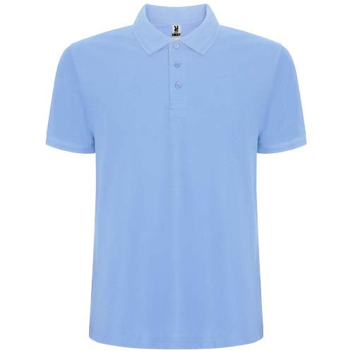 Hellblaues Pegaso Premium Poloshirt für Kinder, individuell gestaltbar, erhältlich bei Signalshop.de als Werbegeschenk.