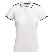 Weißes Tamil Sport Poloshirt für Damen, individuell gestaltbar, ideal für Fitness bei Signalshop.de, Werbeartikel.