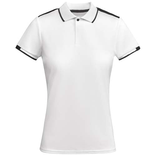 Weißes Tamil Sport Poloshirt für Damen, individuell gestaltbar, ideal für Fitness bei Signalshop.de, Werbeartikel.