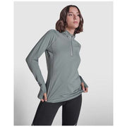 Estambul Half-Zip Sweatshirt für Damen in Grau, individuell mit Logo gestaltbar, Werbeartikel von Signalshop.de