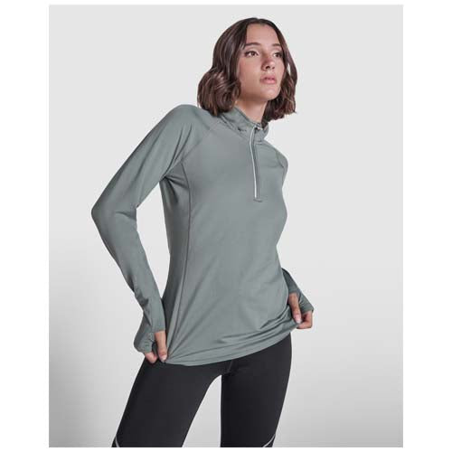 Estambul Half-Zip Sweatshirt für Damen in Grau, individuell mit Logo gestaltbar, Werbeartikel von Signalshop.de