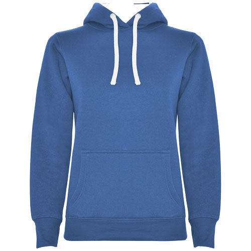 Blauer Urban Kapuzenpullover für Damen, individuell gestaltbar, erhältlich bei Signalshop.de. Werbeartikel, Werbegeschenke.