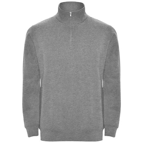 Grauer Aneto Pullover mit Viertelreißverschluss, individuell gestaltbar bei Signalshop.de, ideal als Werbeartikel.