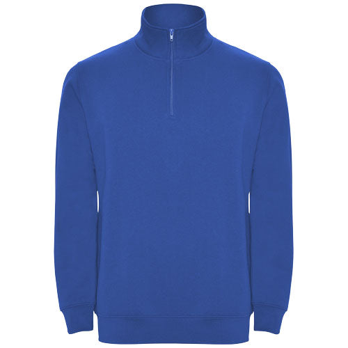 Blauer Aneto Pullover mit Viertelreißverschluss, individuell gestaltbar, von Signalshop.de, Werbeartikel.