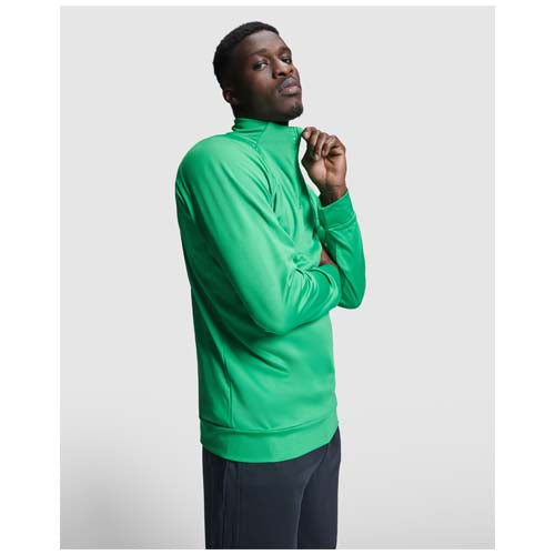 Grünes Epiro Half-Zip Sweatshirt Unisex, individuell gestaltbar mit Logo, erhältlich bei Signalshop.de als Werbeartikel oder Werbegeschenk.