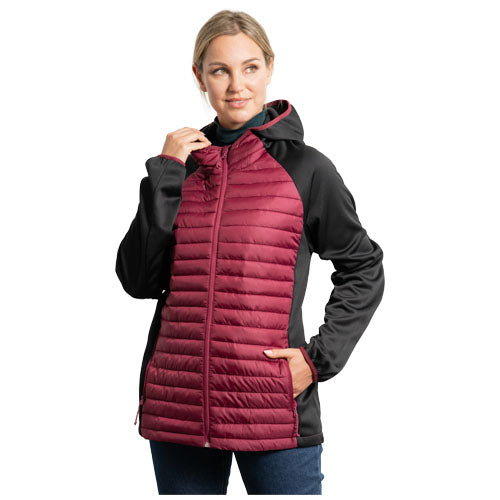 Minsk Hybrid Thermojacke Unisex in Rot und Schwarz, individuell mit Logo bedruckbar, erhältlich bei Signalshop.de, Werbeartikel.