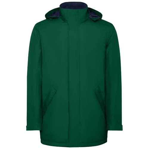 Grüner wattierter Herren-Parka von Roly, individuell mit Logo gestaltbar, erhältlich bei Signalshop.de, ideal als Werbeartikel.