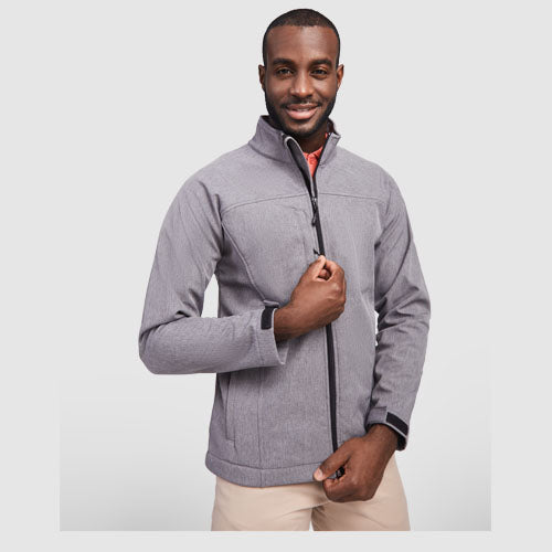 Unisex Rudolph Softshelljacke in Grau von Signalshop.de, individuell bedruckbar als Werbeartikel, Werbegeschenk, Werbemittel oder Giveaway.