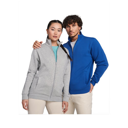 Unisex Ulan Sweatjacke in Grau und Blau von roly, individuell mit Logo bedruckbar bei Signalshop.de, Werbeartikel.
