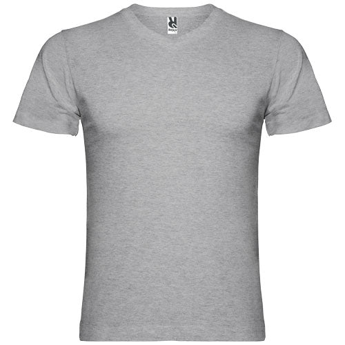 Graues Herren-T-Shirt mit V-Ausschnitt von Roly, individuell gestaltbar, Werbeartikel bei Signalshop.de.