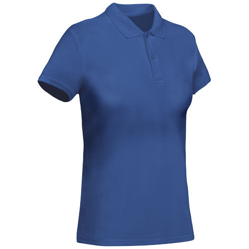 Blaues Damen-Poloshirt aus Bio-Baumwolle, individuell bedruckbar, erhältlich bei Signalshop.de, Werbeartikel.