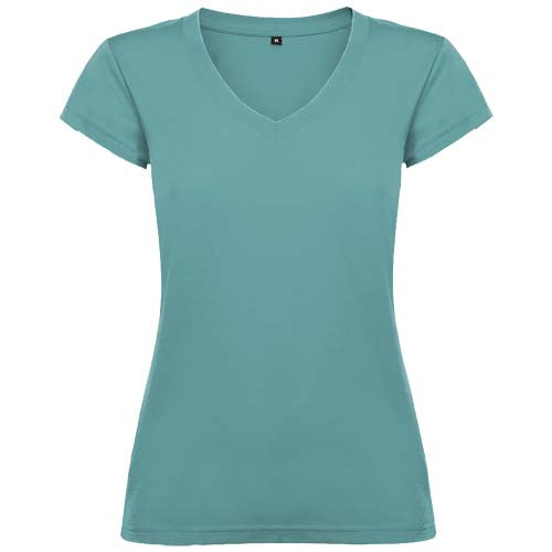 Victoria Damen T-Shirt mit V-Ausschnitt in Blau, individualisierbar mit Logo, Werbeartikel von Signalshop.de.