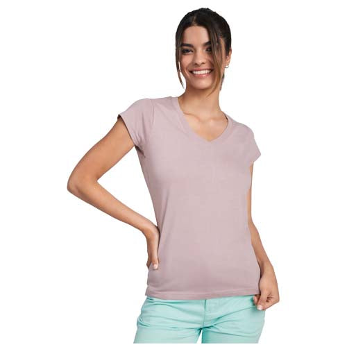 Victoria Damen V-Ausschnitt T-Shirt in Rosa, individualisierbar, ideal als Werbeartikel von Signalshop.de, roly.