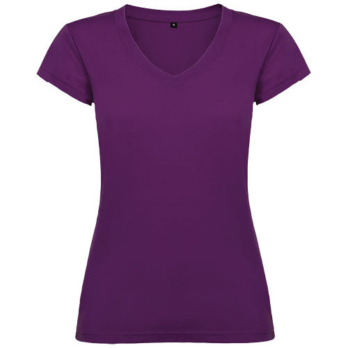 Lila Damen Victoria T-Shirt mit V-Ausschnitt, individuell bedruckbar, erhältlich bei Signalshop.de, Werbeartikel.