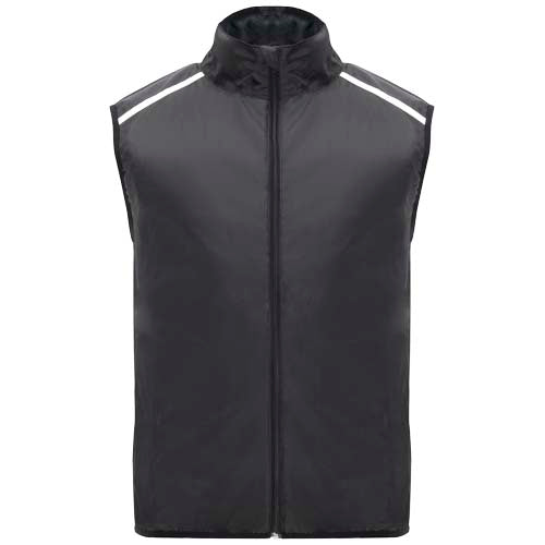 Jannu leichte schwarze Unisex Laufweste von Signalshop.de, individuell bedruckbar, ideal als Werbeartikel oder Giveaway.
