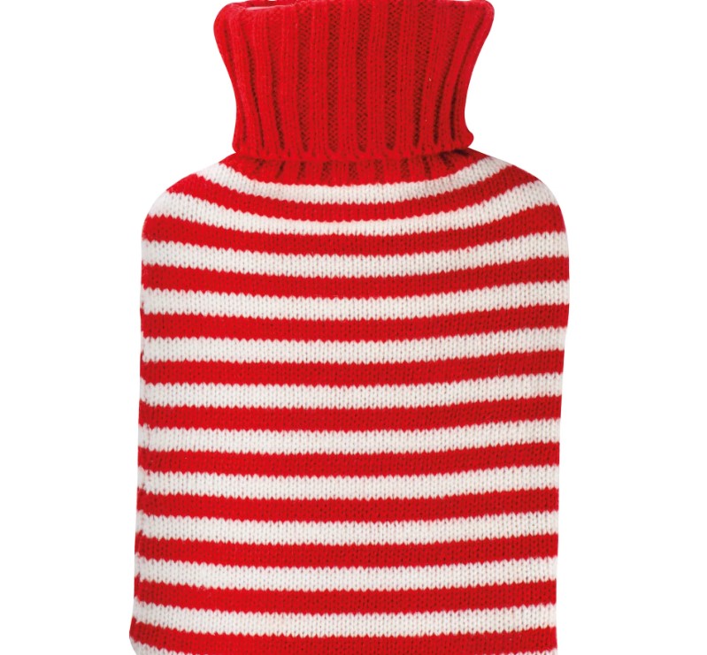 Weihnachtswärmflasche mit Stricküberzug – personalisierbar mit Logo