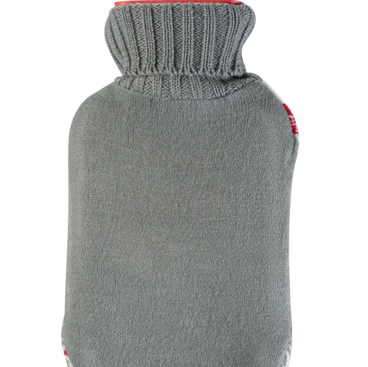 Weihnachtswärmflasche mit Stricküberzug – personalisierbar mit Logo