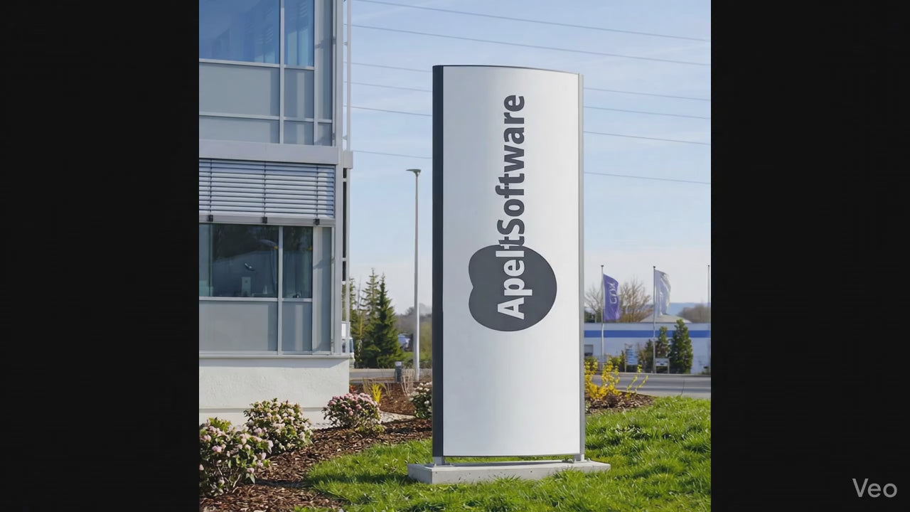 werbepylon unbeleuchtet mit montage