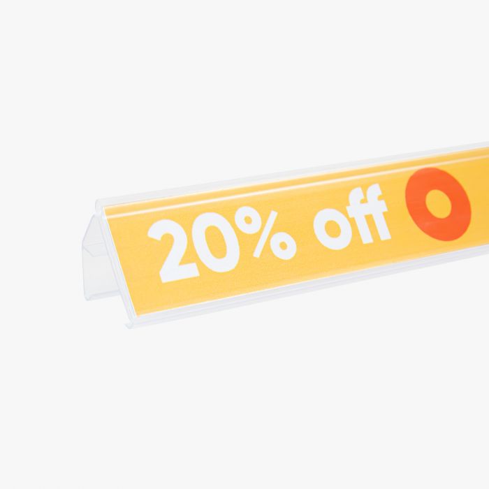 Einleger fr Scannerschienen, gelb mit 20% Rabatt-Aufdruck, von Signalshop.de, individuell bedruckbar, Werbeartikel.