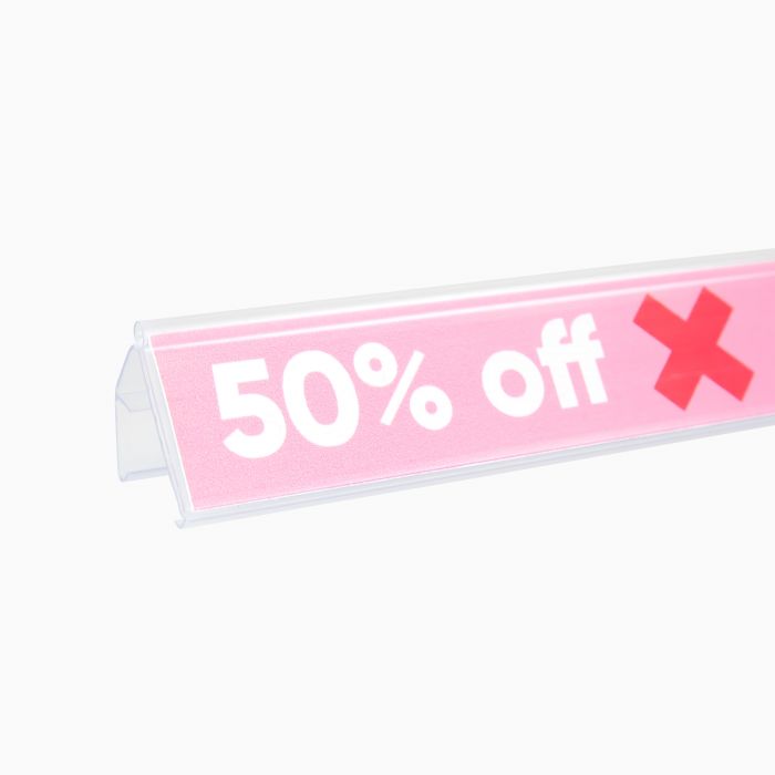Einleger fr Scannerschienen, rosa mit Aufdruck "50% off", individuell bedruckbar, Signalshop.de Werbeartikel