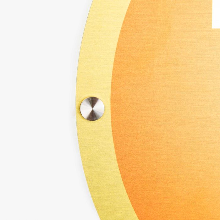 Rundes Aluminiumschild in Gelb und Orange von Signalshop.de, individuell bedruckbar, Werbeartikel, Werbegeschenke.