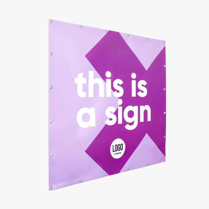 Lila Werbebanner mit individuellem Druck, Logo-Option, Signalshop.de Werbeartikel, Werbegeschenke.