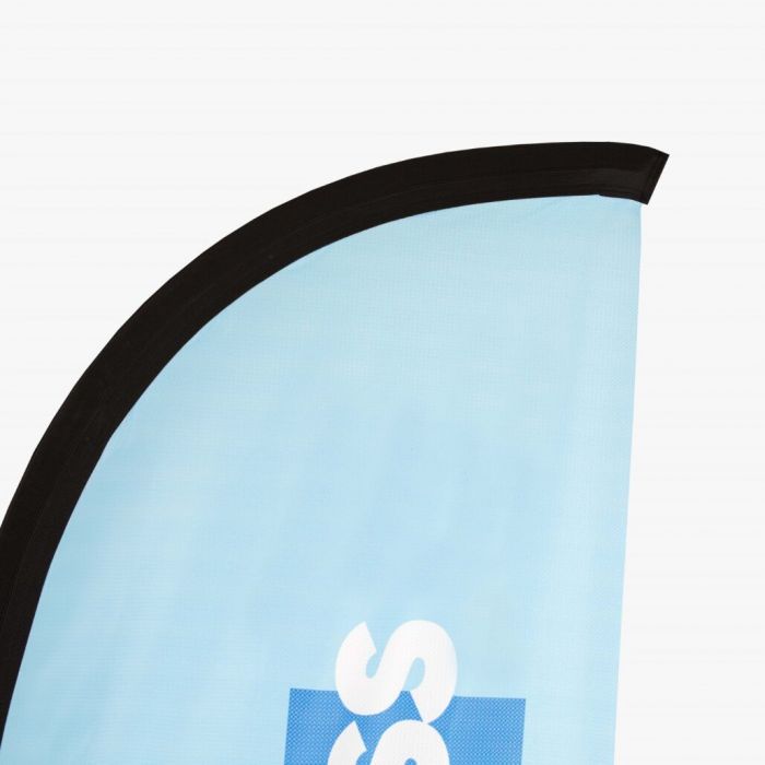 Blaue Beachflag mit schwarzem Rand, individuell gestaltbar, Signalshop.de Werbeartikel, Werbemittel.