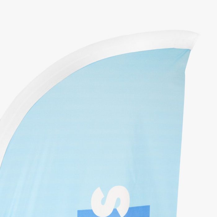 Blaue Beachflag von Signalshop.de, individuell bedruckbar, ideal als Werbeartikel, Werbegeschenk, Werbemittel, Giveaway.