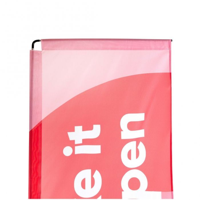 Individuell gestaltbare Beachflag in Rot von Signalshop.de, ideal als Werbeartikel, Werbegeschenk, Werbemittel, Giveaway.