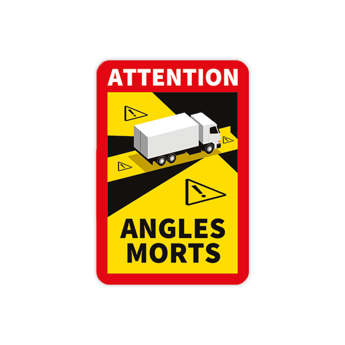 Toter Winkel Aufkleber in gelb-rot, individuell gestaltbar mit Logo, erhältlich bei Signalshop.de, Werbeartikel.