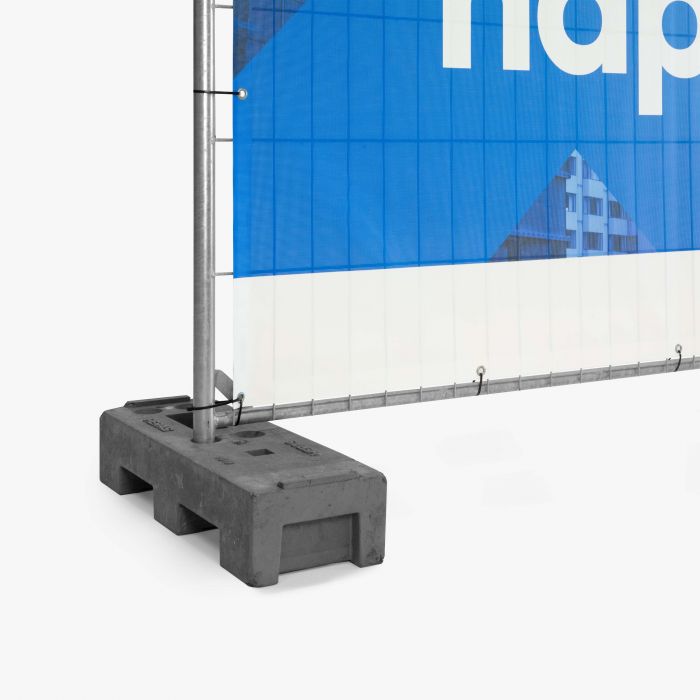 Bauzaunbanner von Signalshop.de, blau-weiß, individuell bedruckbar, ideal als Werbeartikel oder Giveaway.