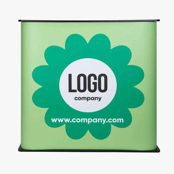 Messetheke Square in Grün, individualisierbar mit Firmenlogo, von Signalshop.de für Werbeartikel und Giveaways.